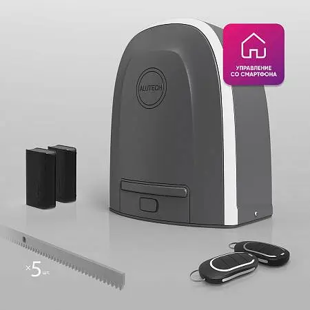 Умный привод для откатных ворот ALUTECH Roteo RTO-500MKIT-Sm + проводные фотоэлементы LM-L + рейка ROA8 (5 шт.) + Wi-fi модуль WM-Sm
